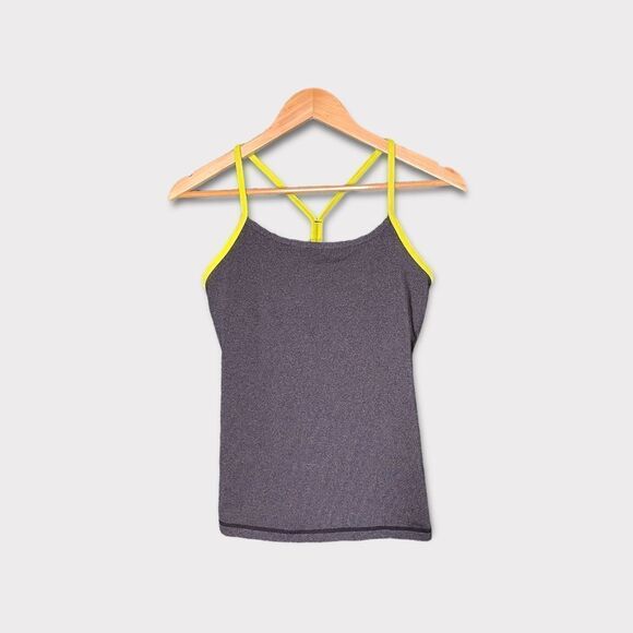 Lululemon Grey and Neon Yellow Sports Bra Top Sz 8 - Picture 1 of 10